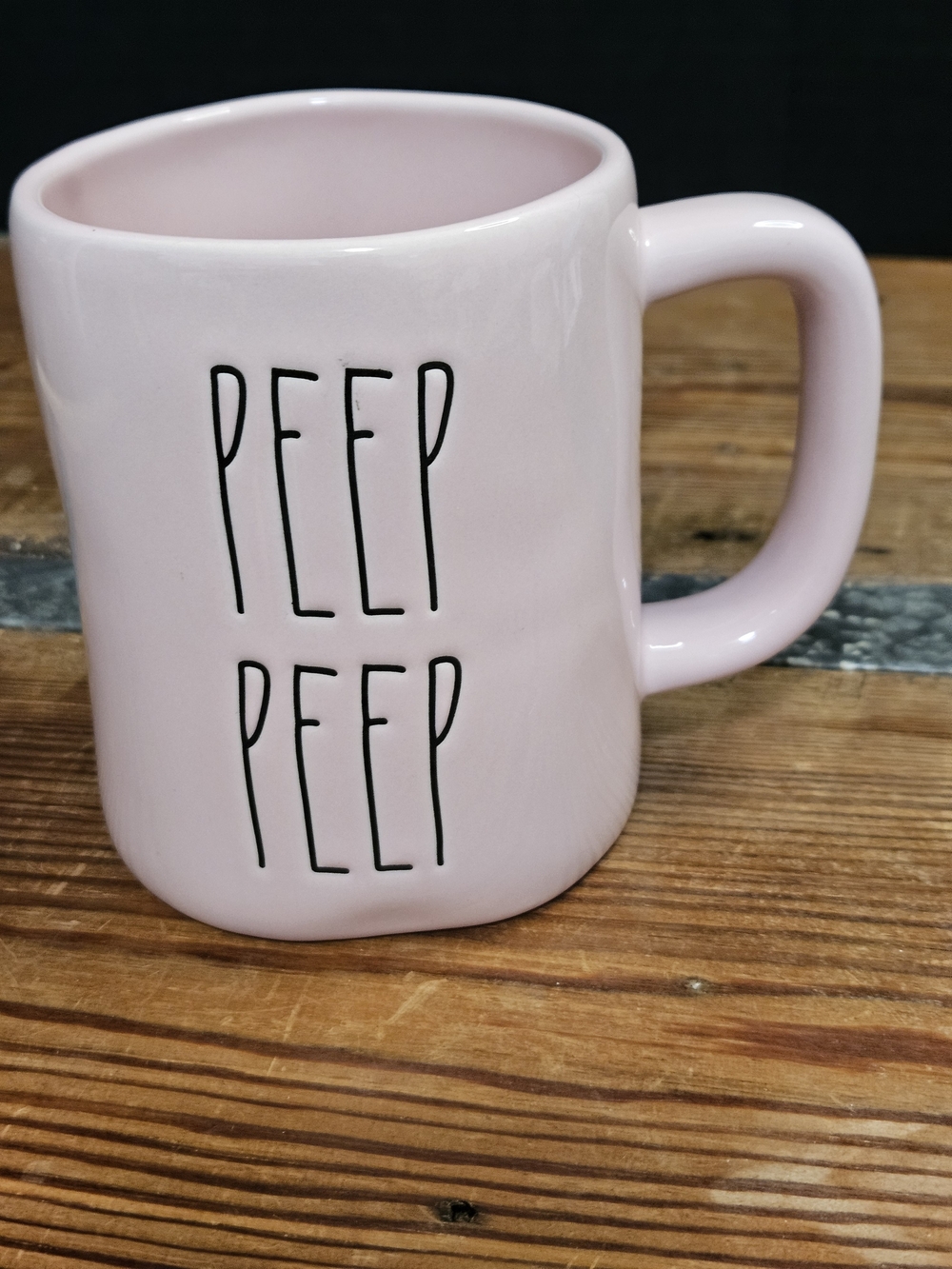 Rae Dunn Pink "PEEP PEEP" Ceramic Mug